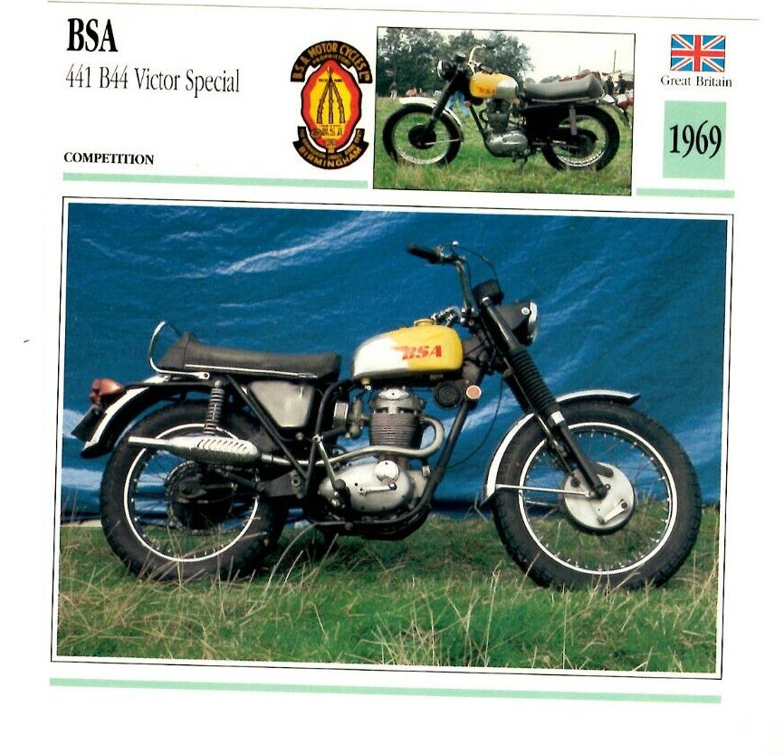 BSA 441 B44 Victor Special Competition 1969 Edito Service Atlas Motorcycle Card