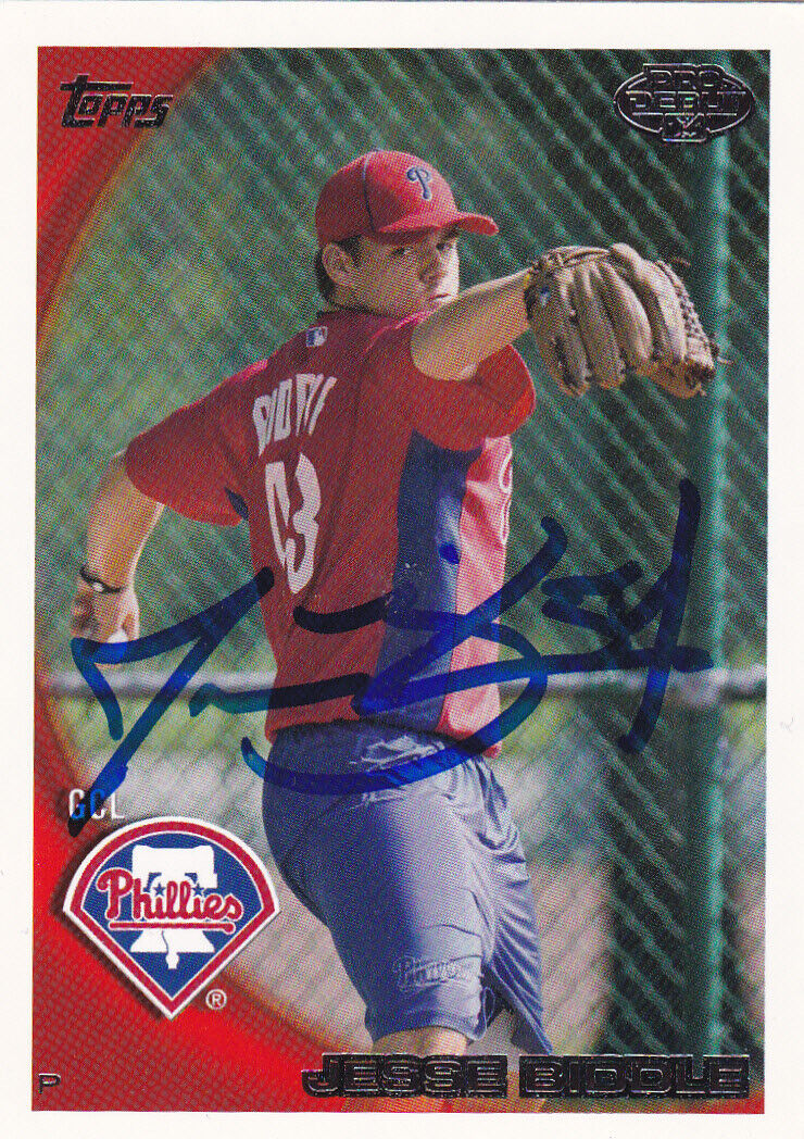 JESSE BIDDLE GCL PHILLIES SIGNED PRO DEBUT CARD TEXAS RANGERS MARINERS BRAVES