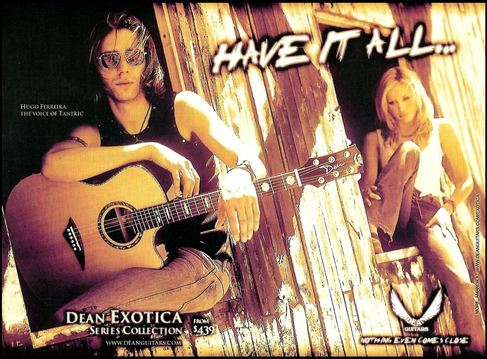 Hugo Ferreira (Tantric, Days of The New) 2003 Dean Exotica acoustic guitar ad