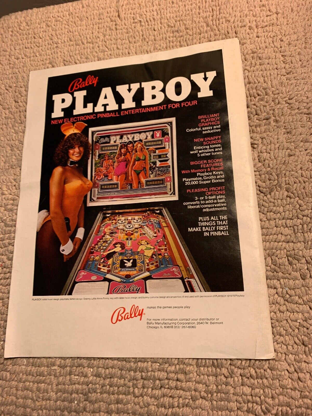 11-8 1/4” Playboy Bally Pinball Star Fire Exidy arcade game FLYER AD