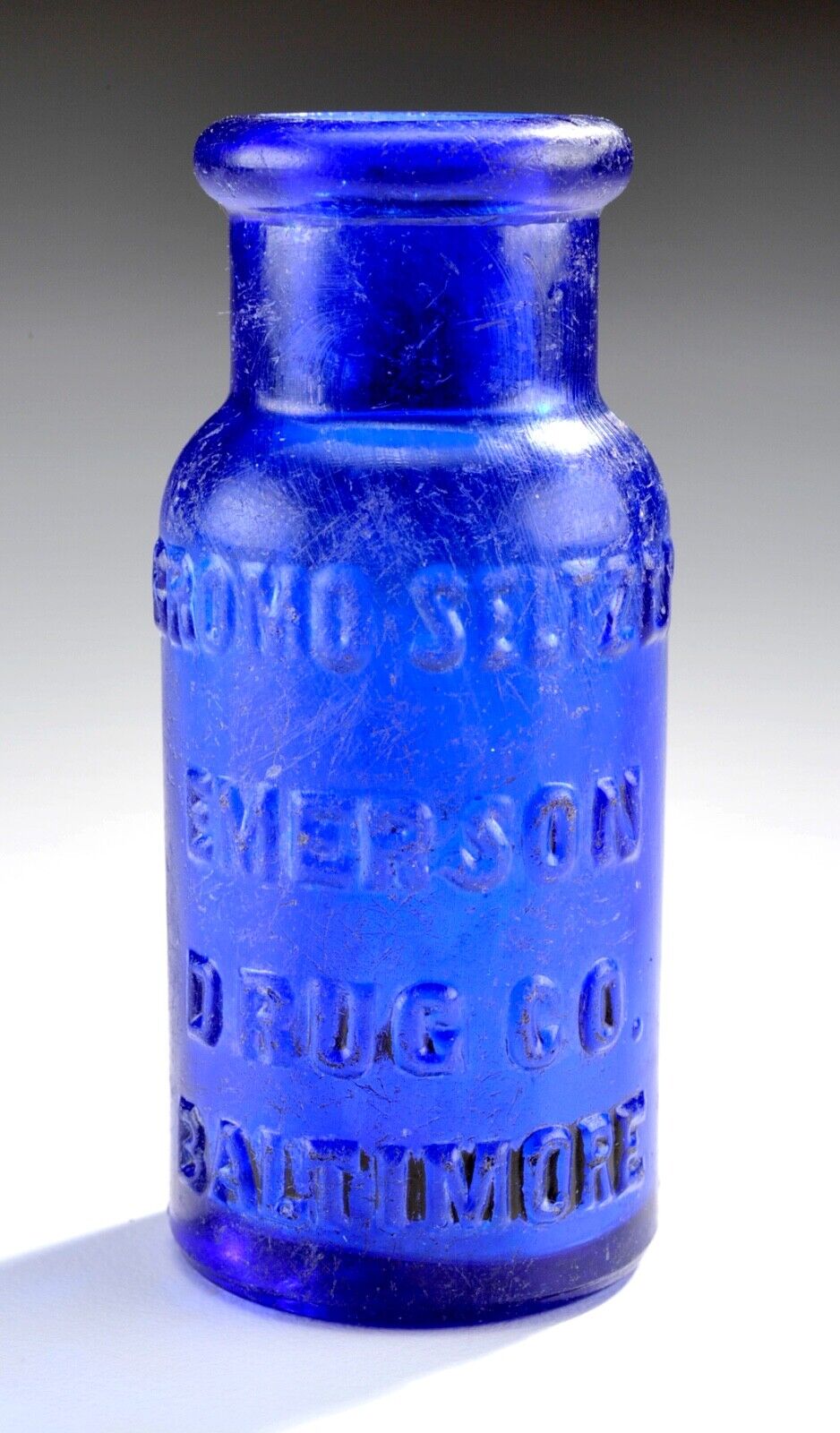 Vintage - Antique Cobalt Blue BROMO-SELTZER Emerson Drug Co. Miniature Bottle