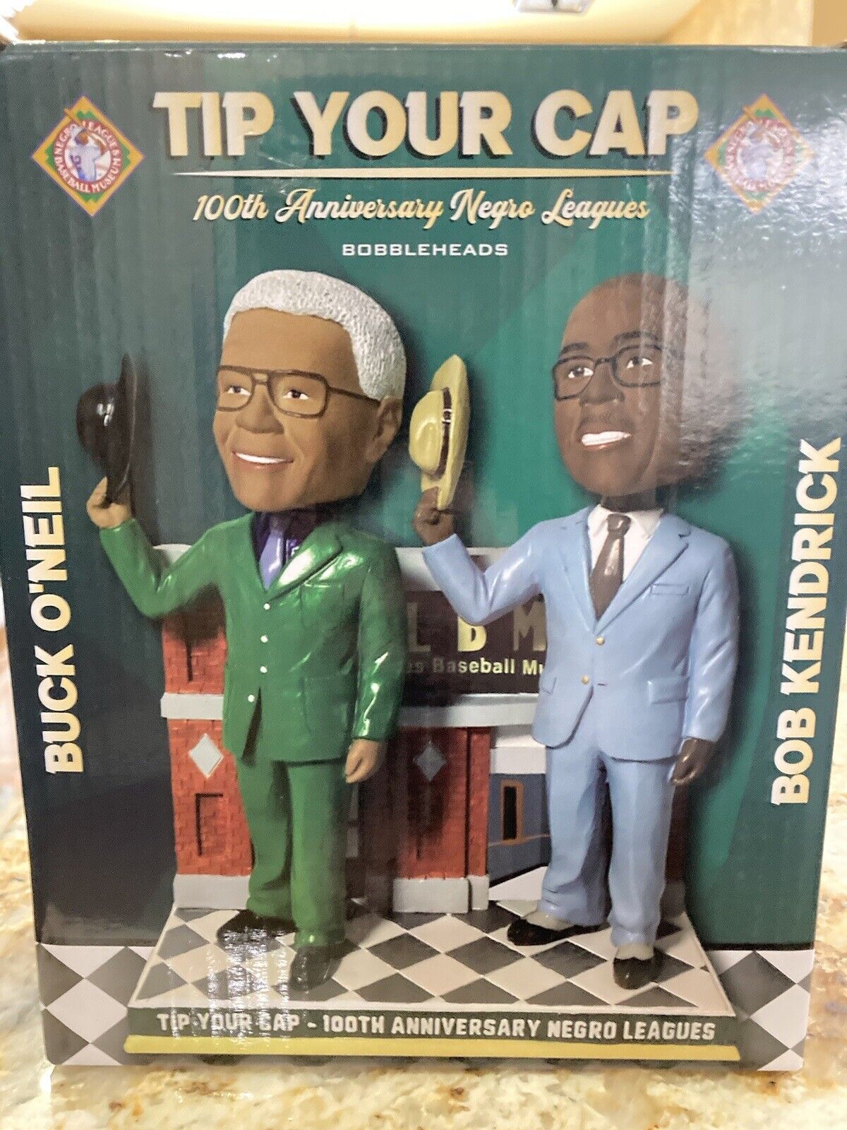 Buck O'Neil & Bob Kendrick Tip Your Cap Bobblehead Negro Leagues