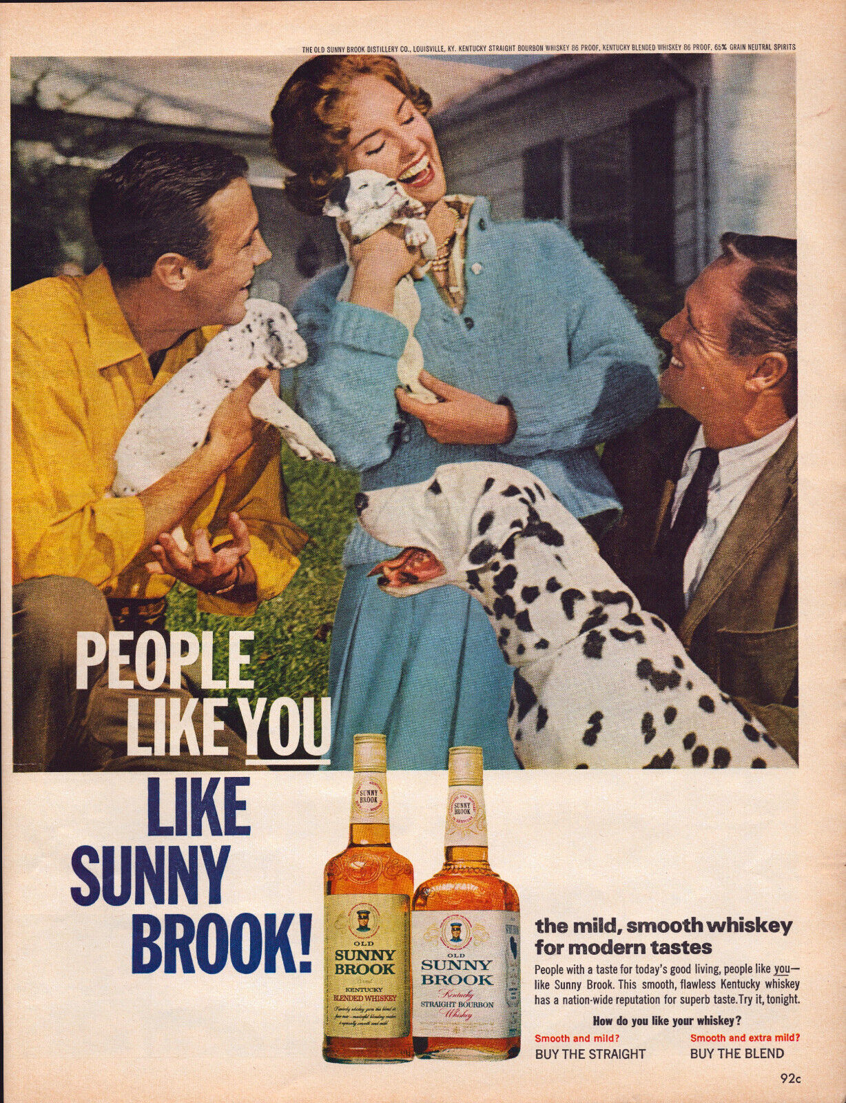 A2 Sunny Brook Whiskey Print Ad Dalmation Dog Pup Alcohol Original  10'' X 13''