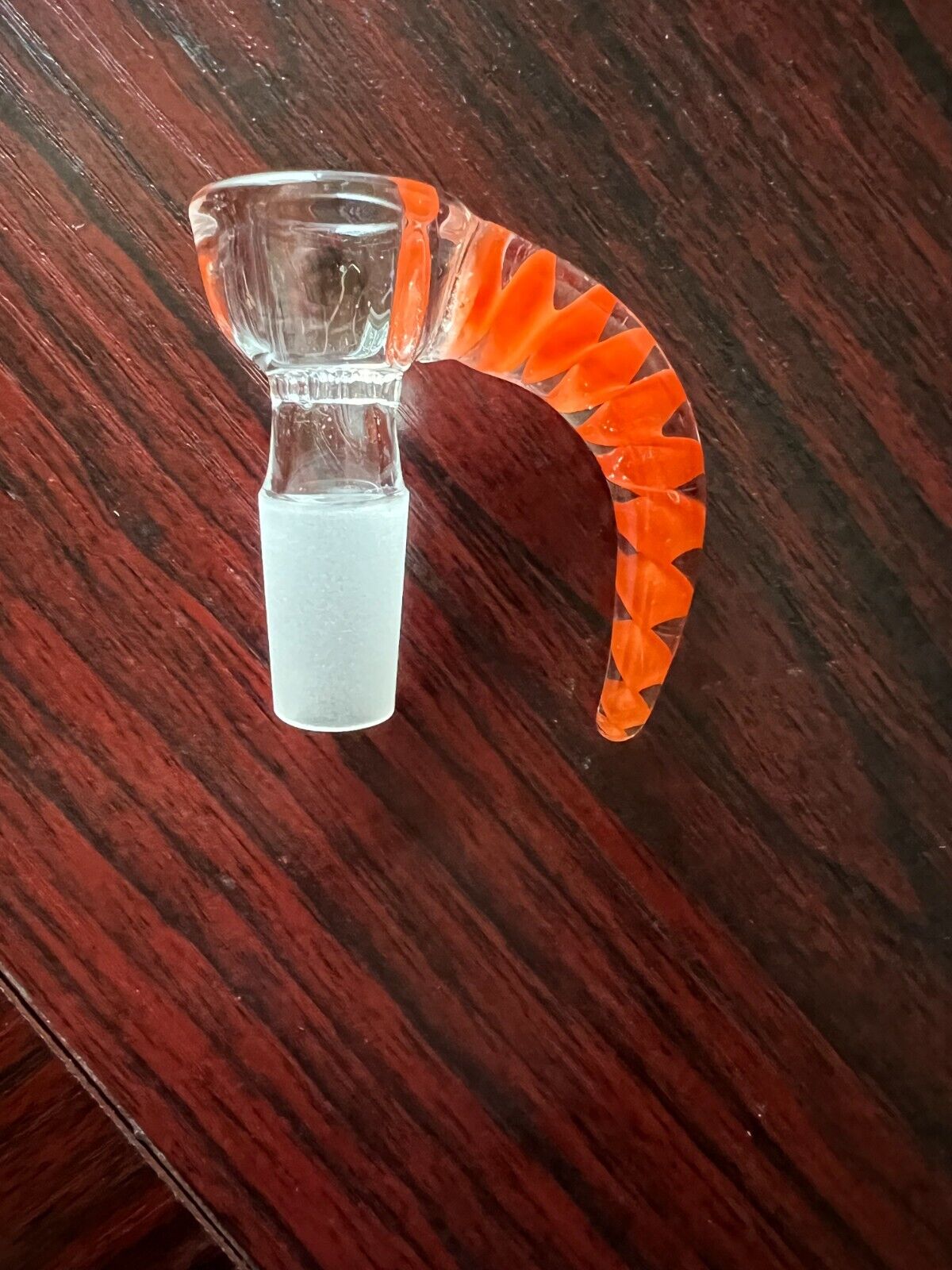 14mm Horn Bowl - VERY high quality thick glass built-in screen - ORANGE