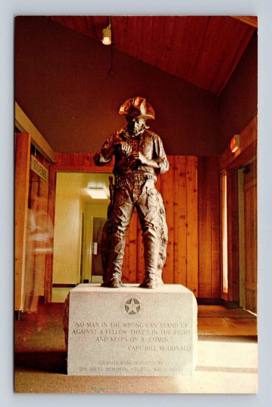 Waco TX-Texas, Entrance Statue, Texas Ranger, Antique, Vintage Souvenir Postcard