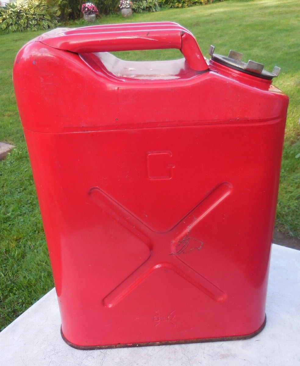 Vtg. Blitz 5 Gallon Metal Can USA/M5010 MM 0.8 Red Jerry Can