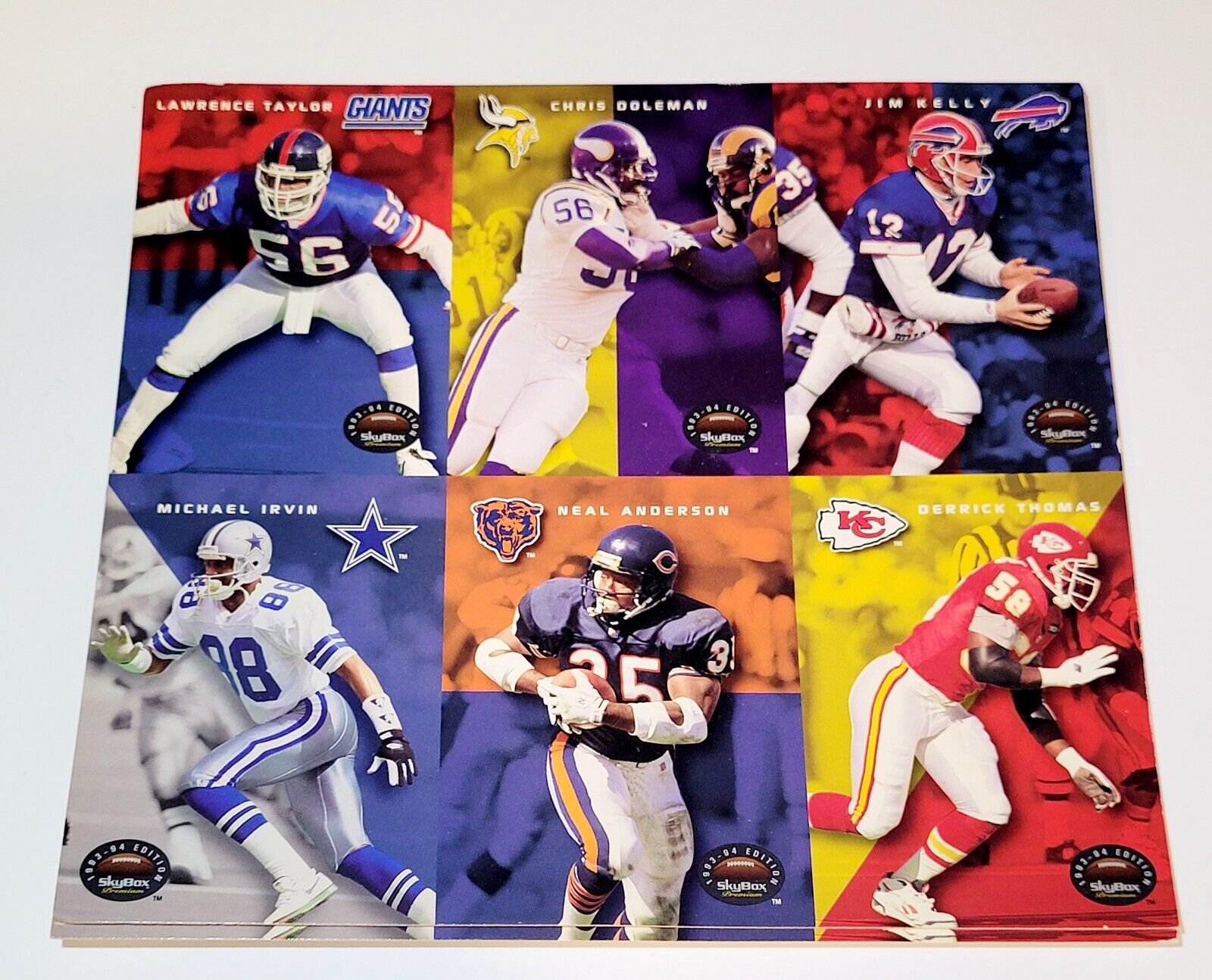NFL 1993-94 Skybox Premium Edition Uncut 6 Card PROMO Sheet  Derrick Thomas