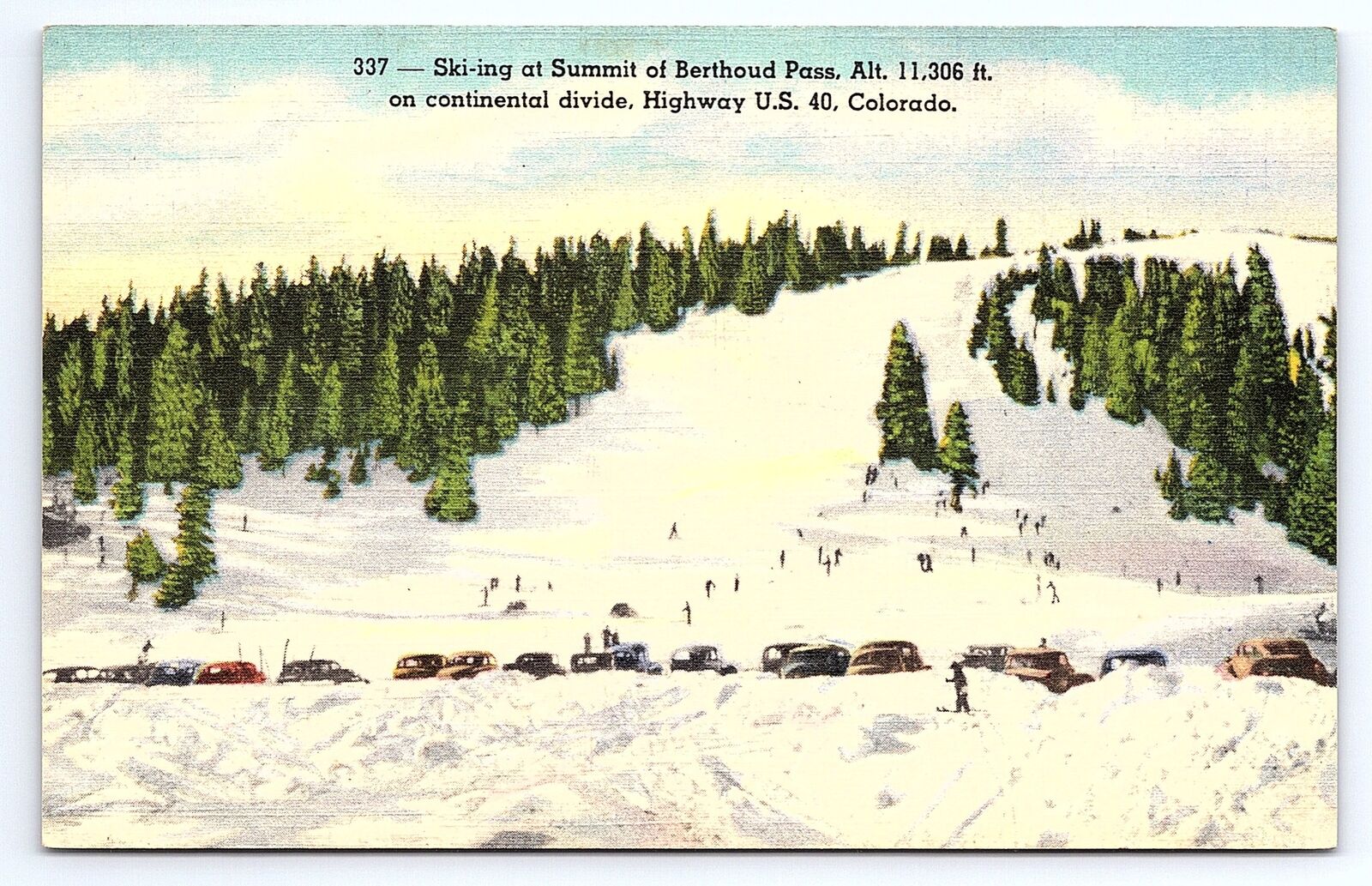 Postcard Berthoud Pass Skiing At Summit Continental Divide Hwy US 40 Colorado