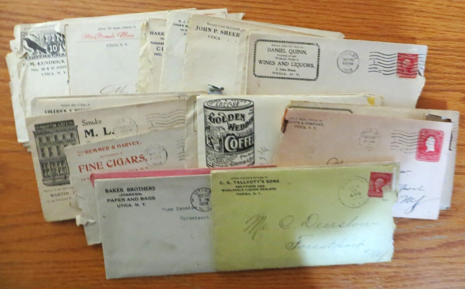 Early 1900\'s Invoices On Letterheads From Central N. Y. With Original Envelopes