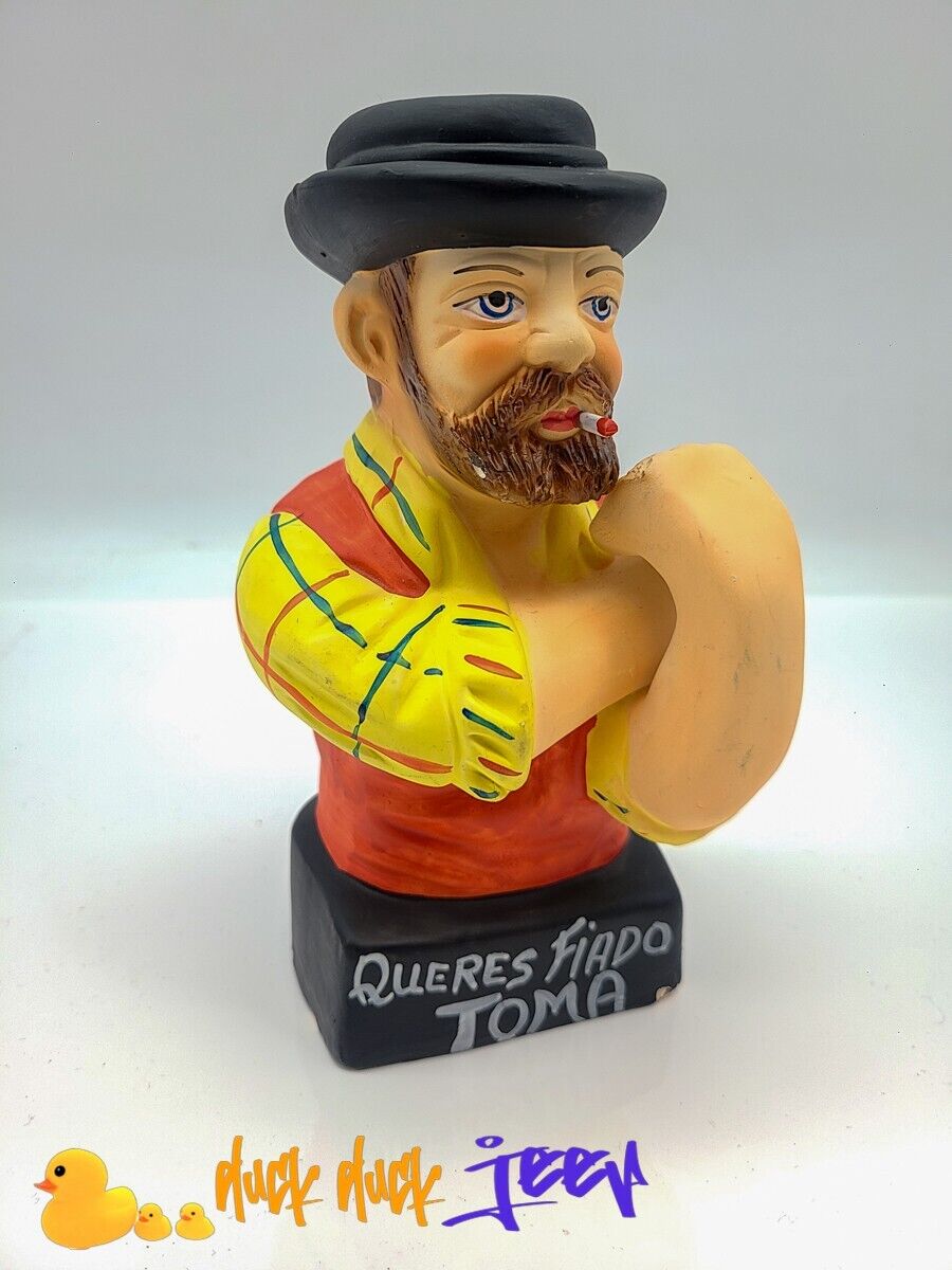 Vintage Portuguese Pottery toma figurine smoking strong man
