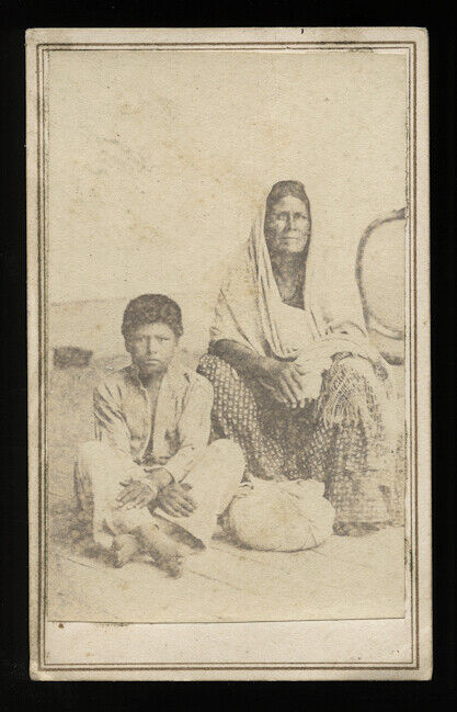Rare Ethnic Occupational Photo Lavandera y Muchacho, 1860s CDV Photo, Mexico