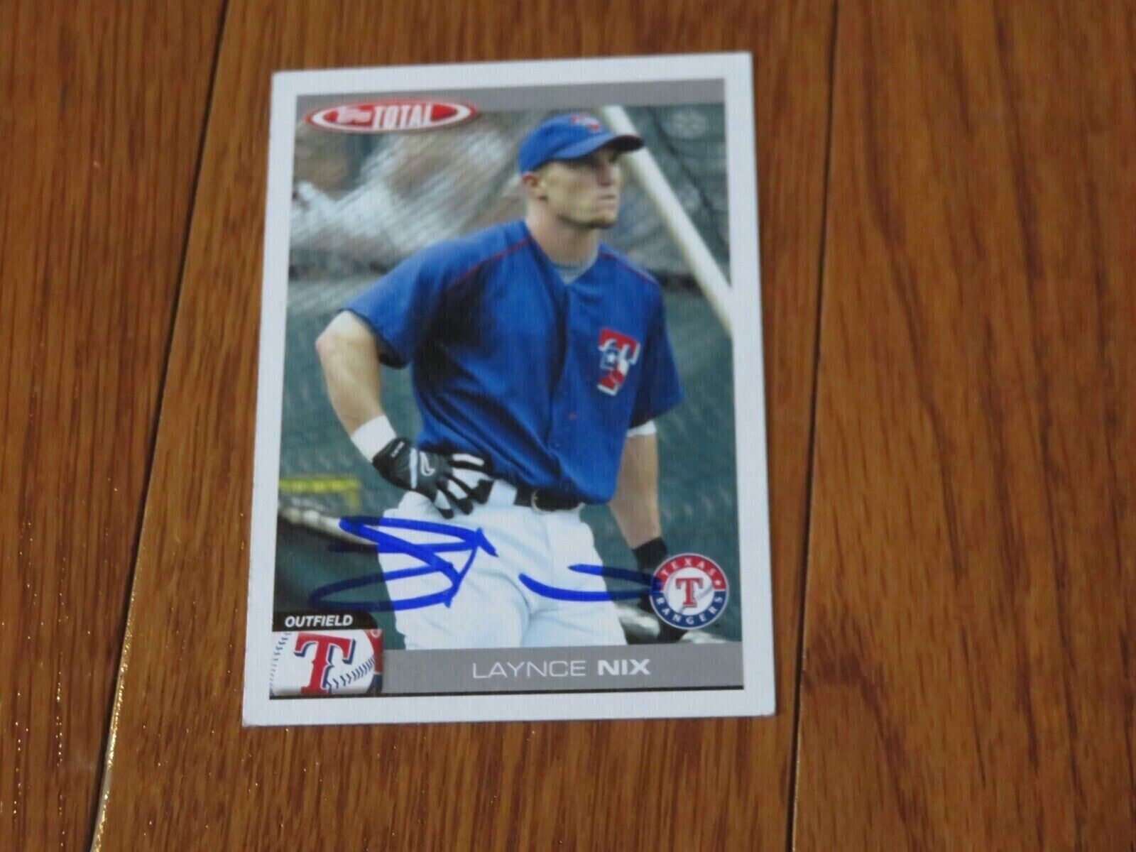 Laynce Nix Autographed Hand Signed Card Topps Total Texas Rangers