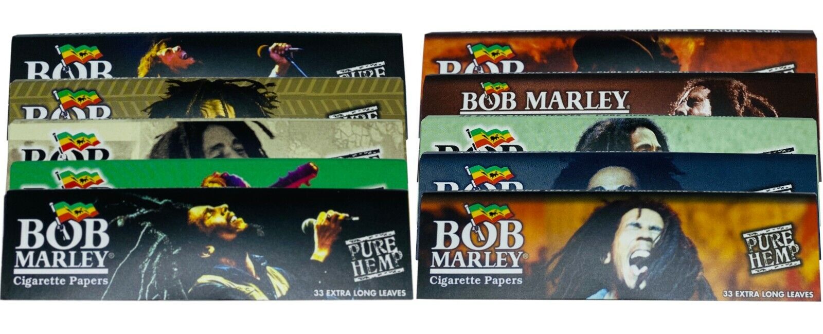Bob Marley King Size Rolling Papers Authentic 10 Packs (33 Papers Per Pack)