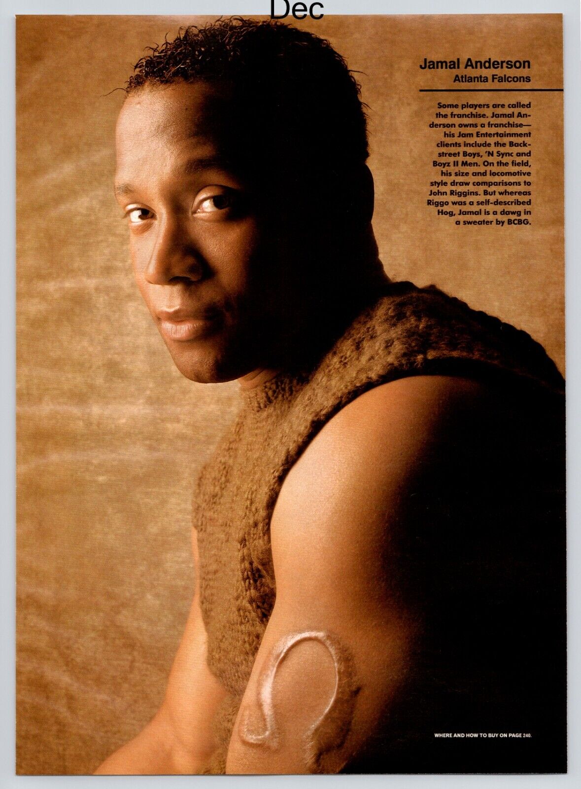 Jamal Anderson BCBG Sweater Promo 2000 Full Page Print Ad