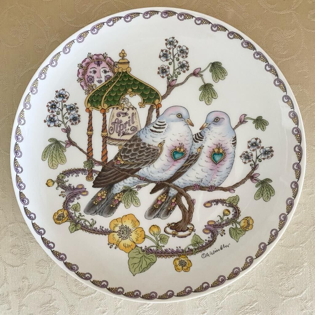 Vintage Hurschenreuter Germany Ole Winther April Turtledove Bird Collector Plate