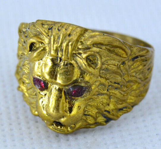 EXTREMELY RARE ANCIENT BRONZE ANTIQUE ROMAN RING LION HEAD ARTIFACT AMAZING