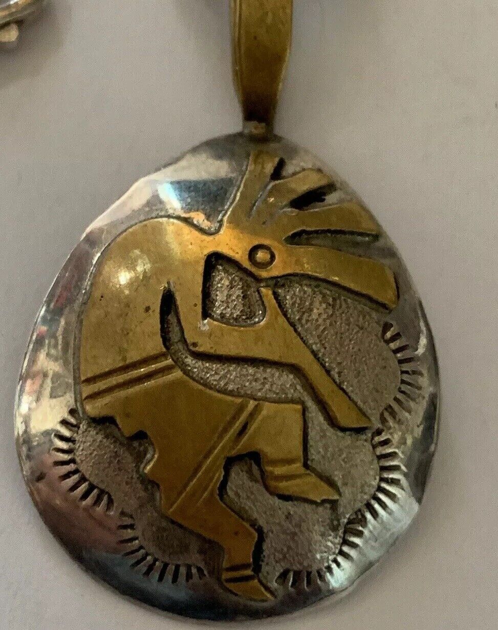 BLOWOUT AUCTION: Kokopelli Charm Sterling + Gold Filled Native RJ Signed SS-136