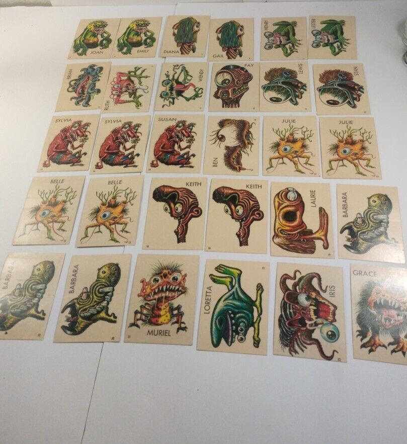 1965 Topps Ugly Monsters Stickers Lot Of 59 Stickers Plus 2 Name Your Own 