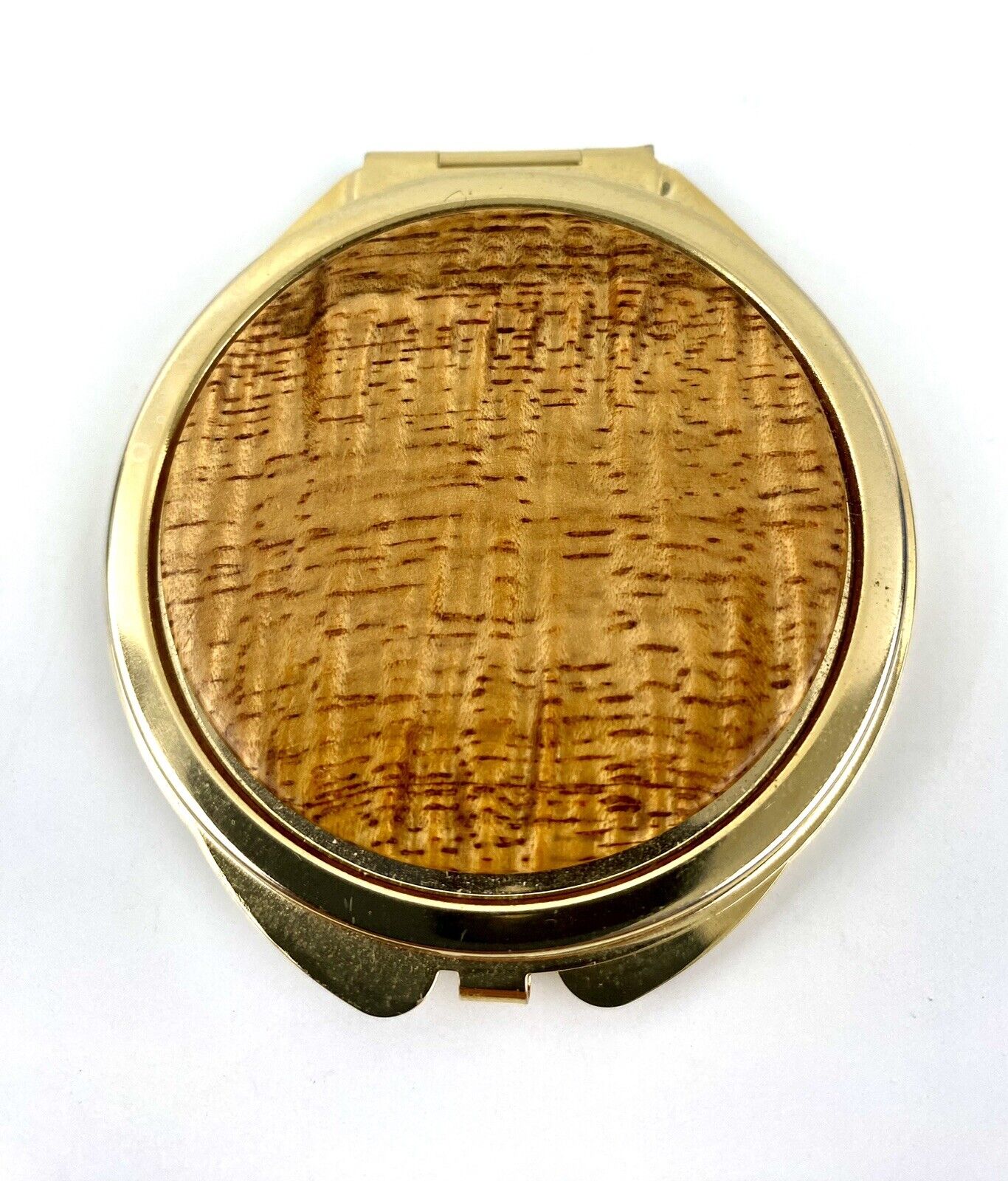 Hawaiian Curly Koa Wood With Golden Material Mirror.Size of It:2 1/2” Diameter