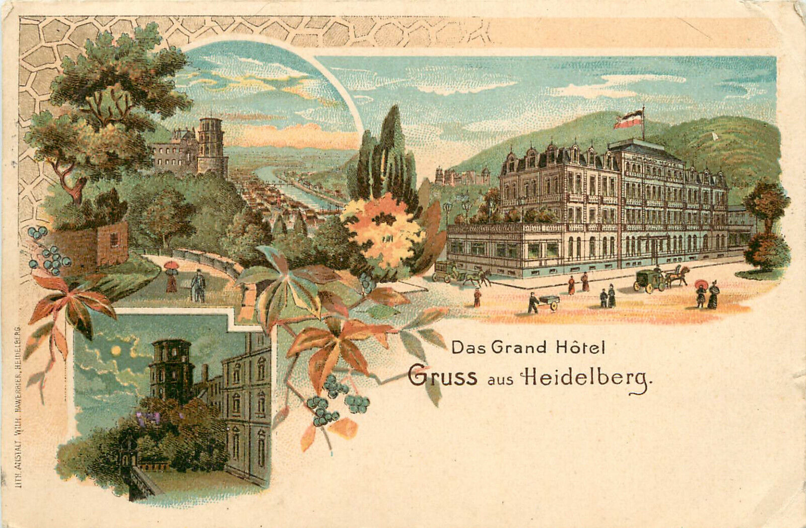Postcard Grus Aus Heidelberg Das Grand Hotel Germany 