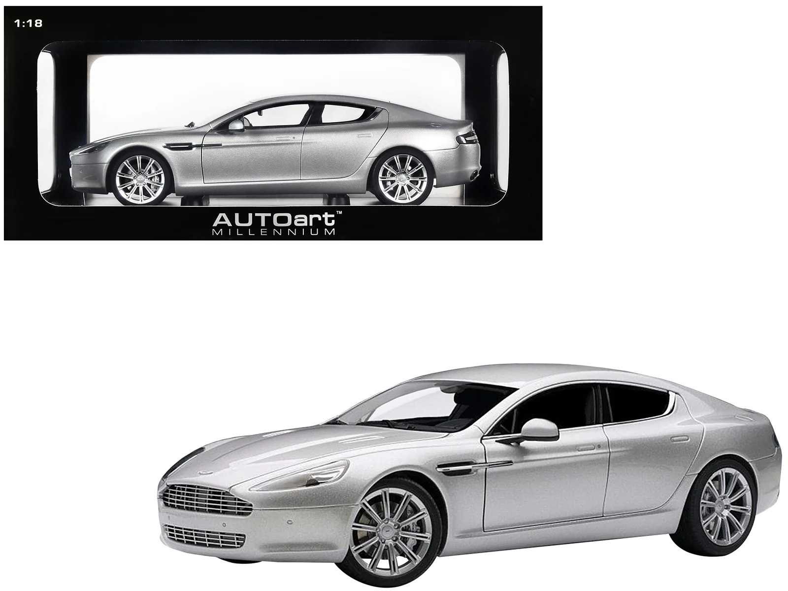 Aston Martin Rapide Silver 1/18 Diecast Model Car