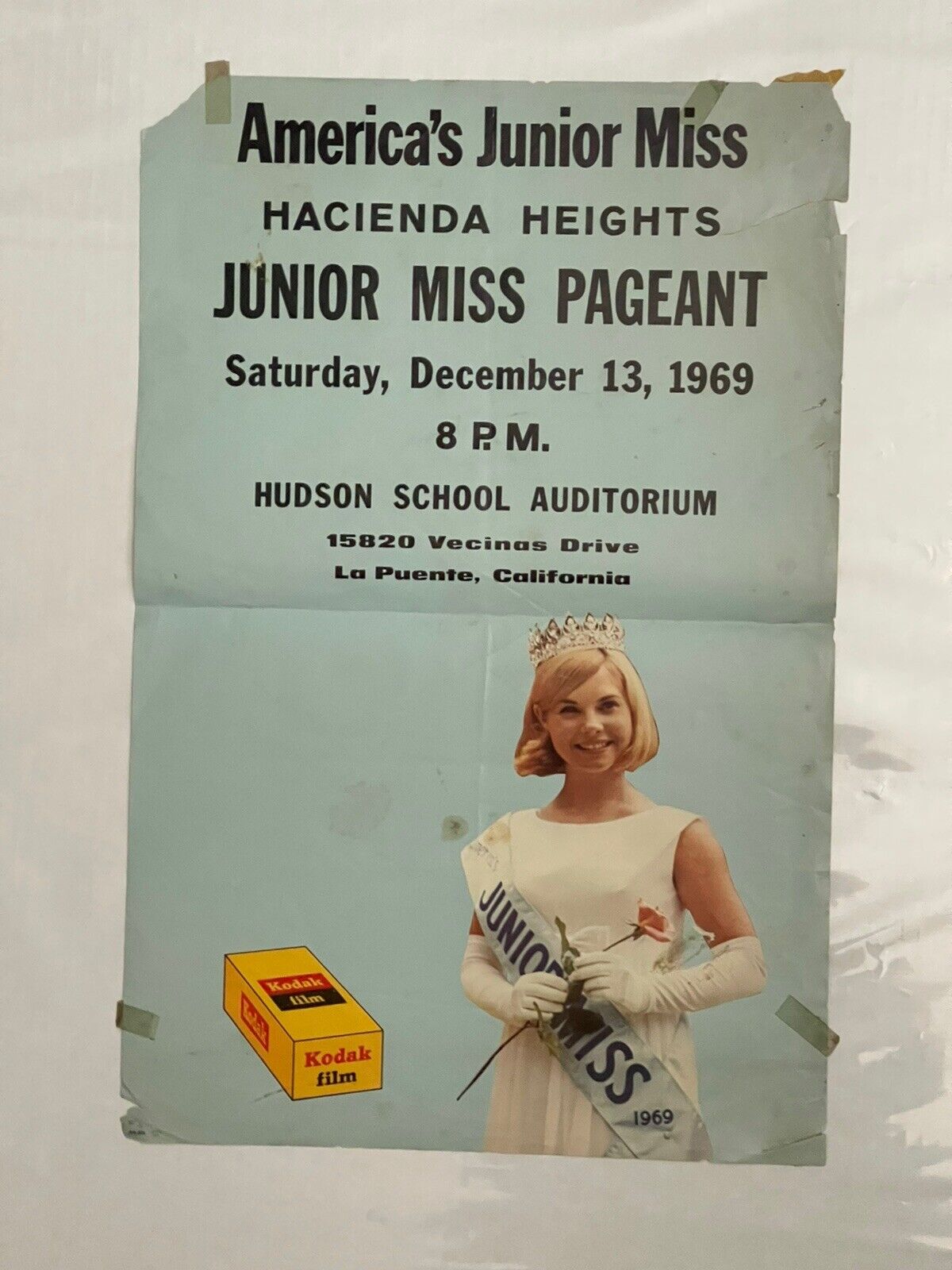 Kodak Junior Miss Pageant Poster 1969 La Puente California 14 x 22 As Is