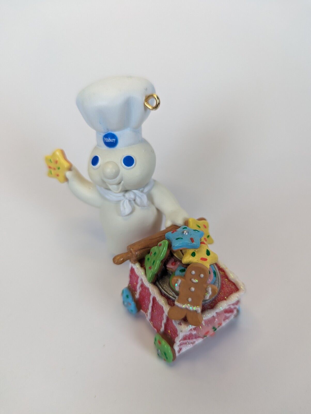 1999 Pillsbury Doughboy Danbury Mint Cookie Cart W Cookie Christmas Ornament