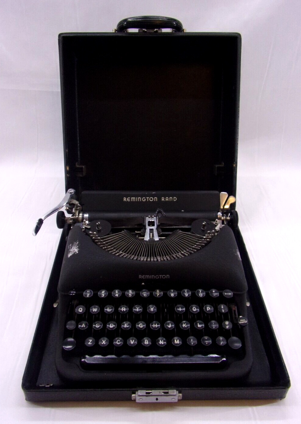 Remington Rand De Luxe Model 5 Manual Typewriter w/ Carrying Case Vintage