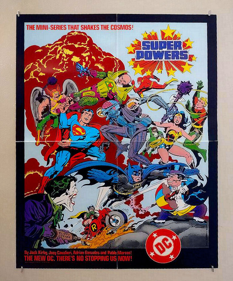 1984 Kirby JLA Superpowers poster 1: Batman,Wonder Woman, Superman,Green Lantern