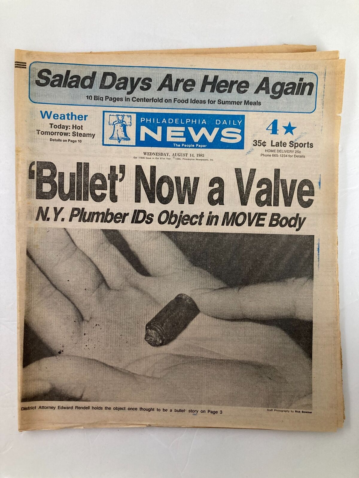 Philadelphia Daily News Tabloid August 14 1985 District Attorney Edward Rendell