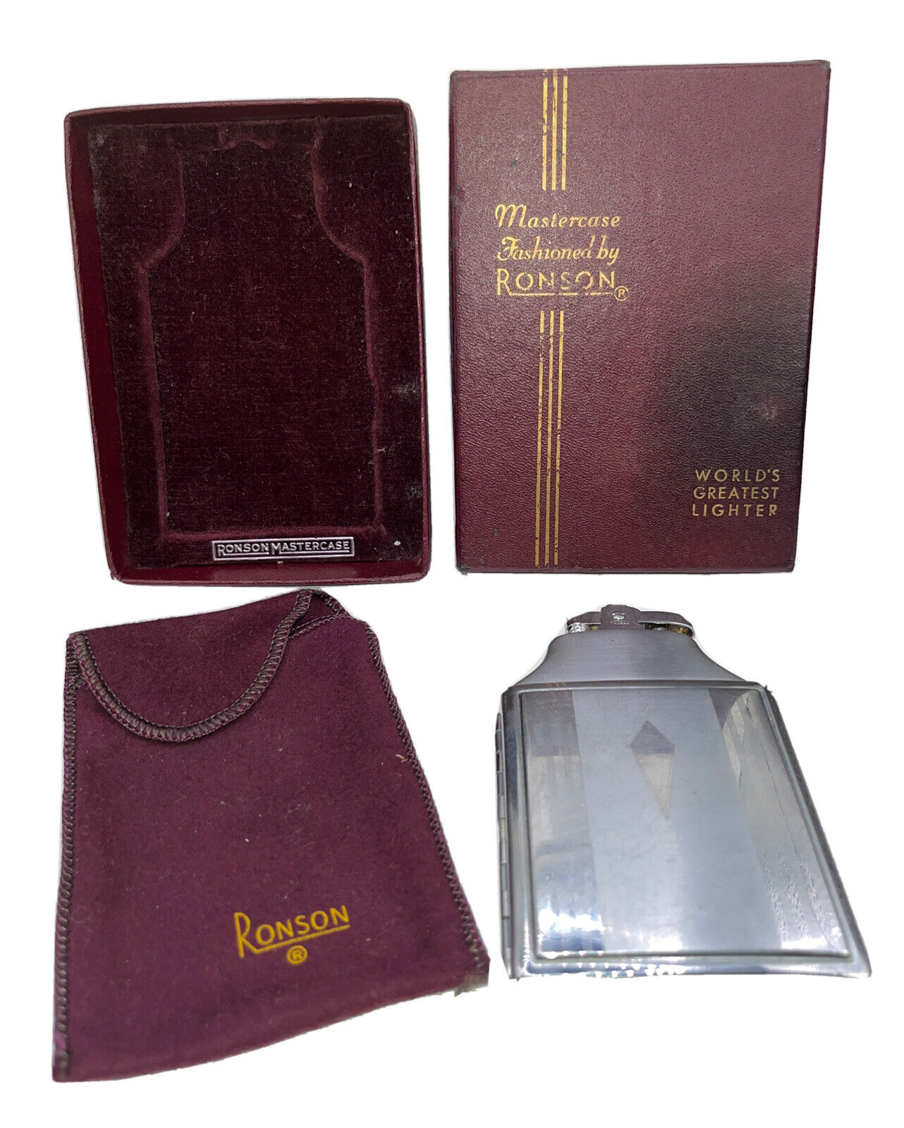 Vintage Mastercase Fashioned By RONSON World\'s Greatest Lighter Original Box 