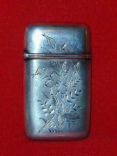 Antique Bright-cut Engraved Match Safe Vesta Floral NR