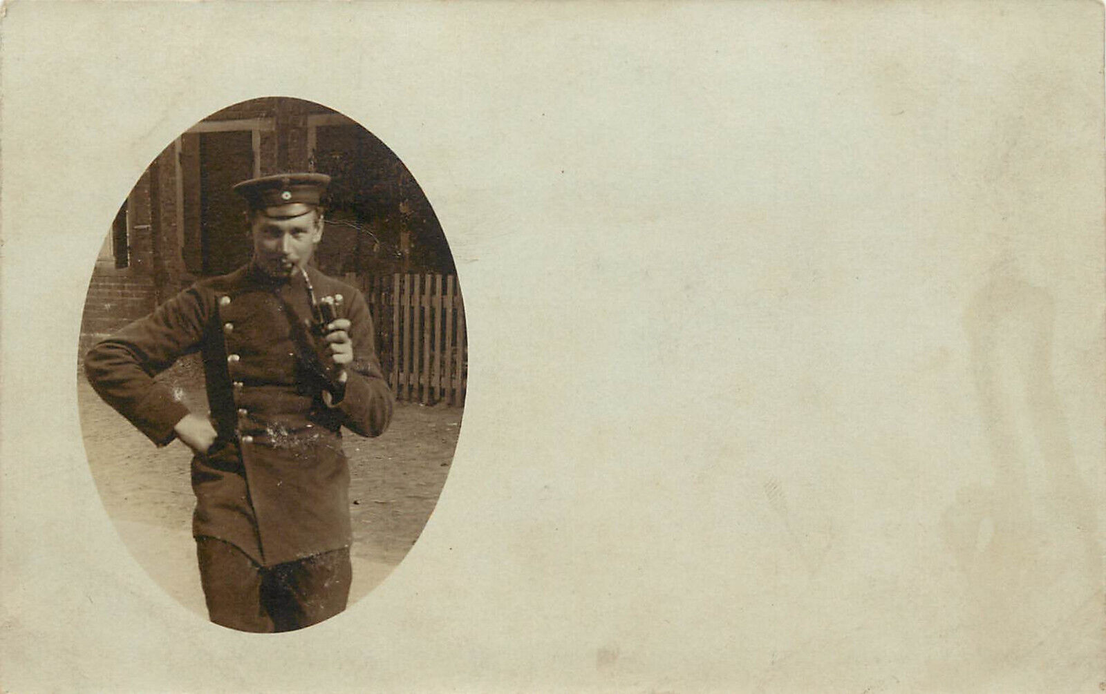 RPPC Pre WWI Postcard German Soldier Smokes Pipe