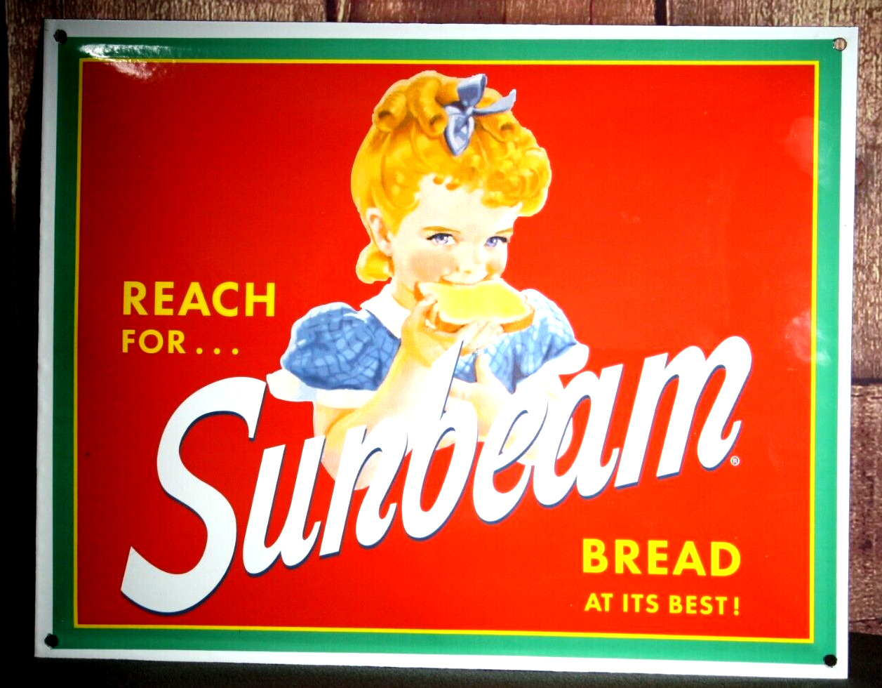 REACH FOR SUNBEAM BREAD AT IT\'S BEST PORCELAIN COLLECTIBLE, RUSTIC, ADVERTISING