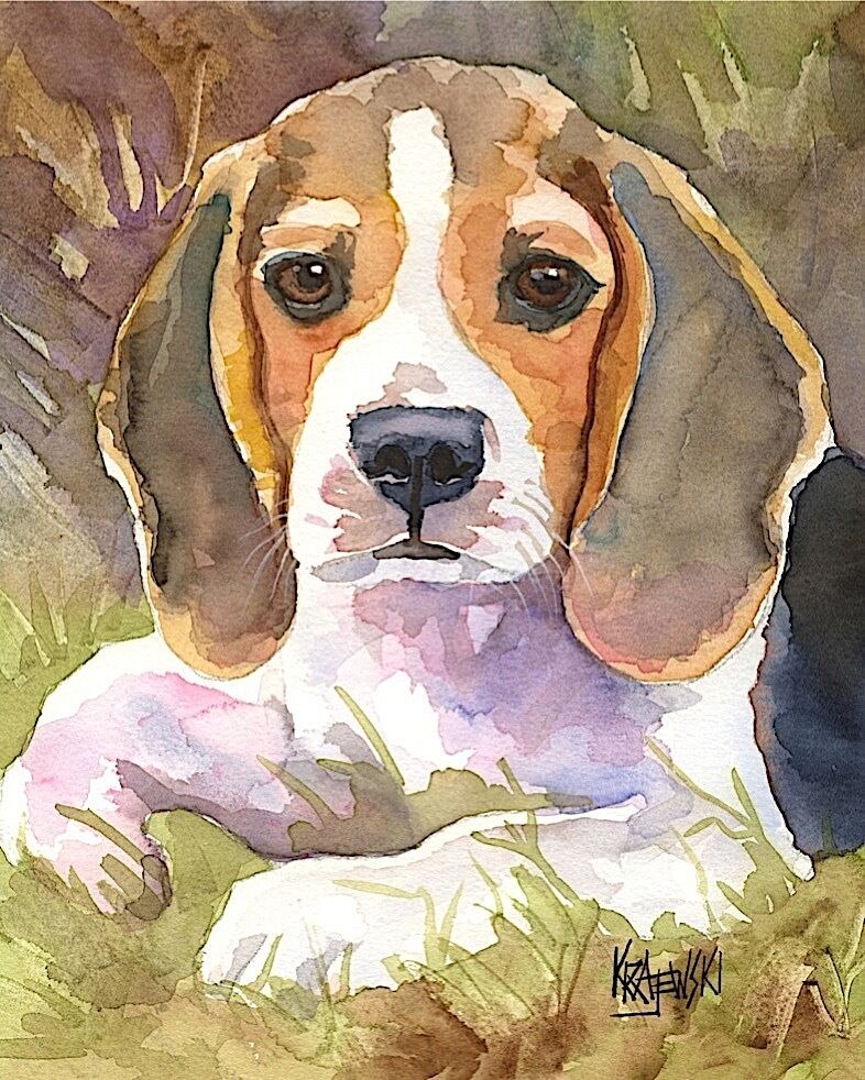 Beagle Art Print from Painting | Beagle Gifts, Poster, Picture, Home Decor 8x10