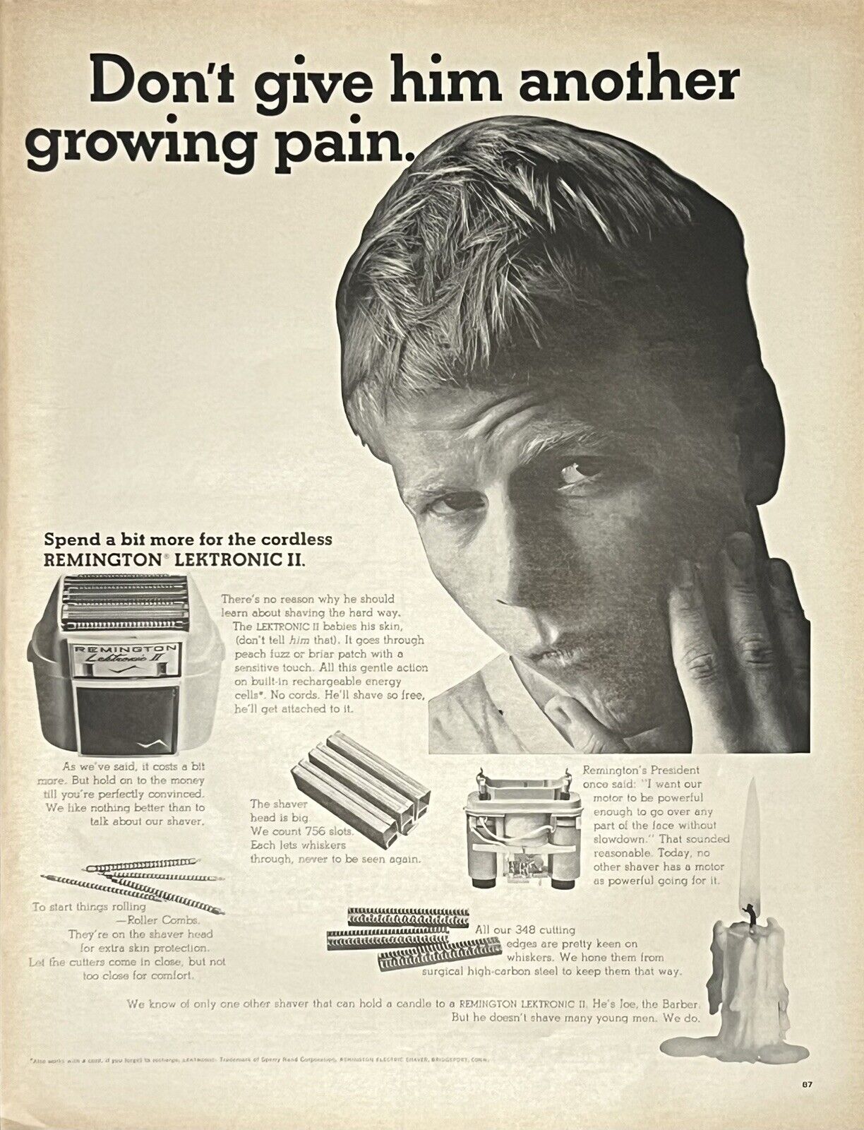 Vintage Print Ad 1964 Remington Lektronic II Cordless Razor Retro Home Fashion