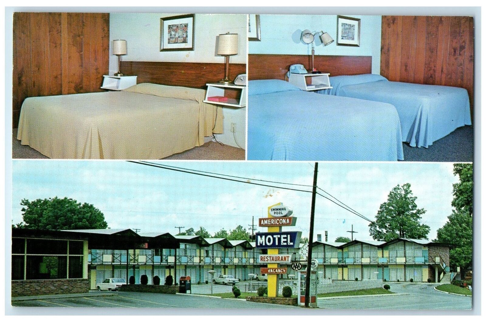 c1960\'s Americana Motel And Clara\'s Restaurant McMinnville Tennessee TN Postcard