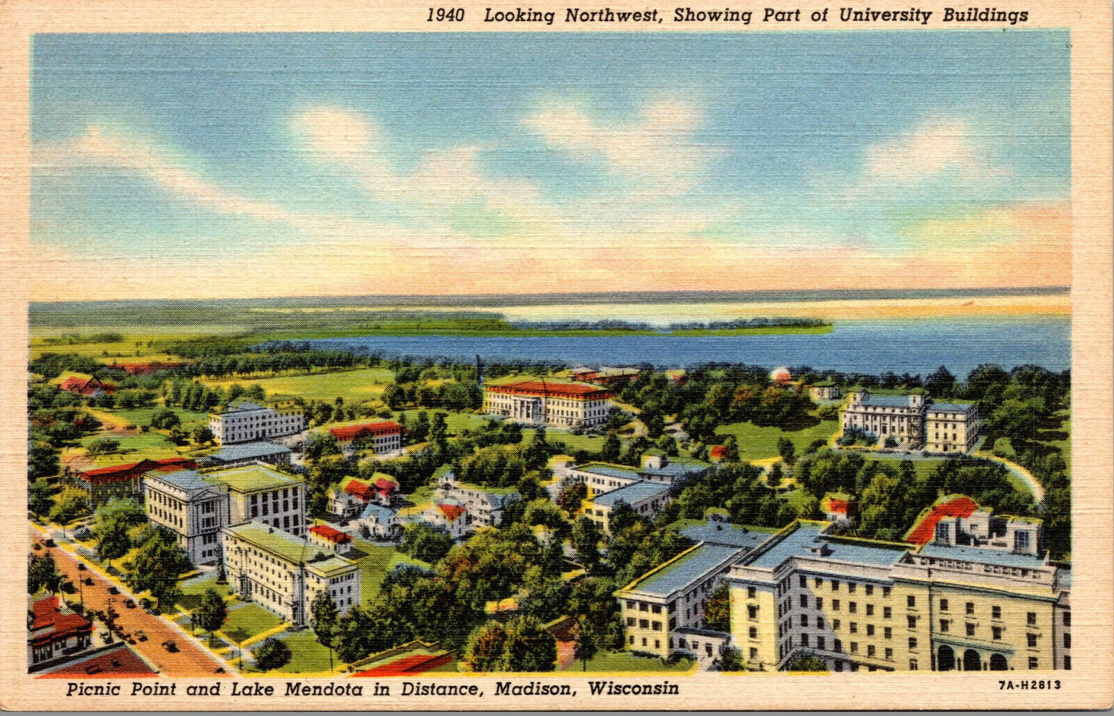 Vtg Picnic Point Lake Mendota University Of Wisconsin Madison WI Linen Postcard