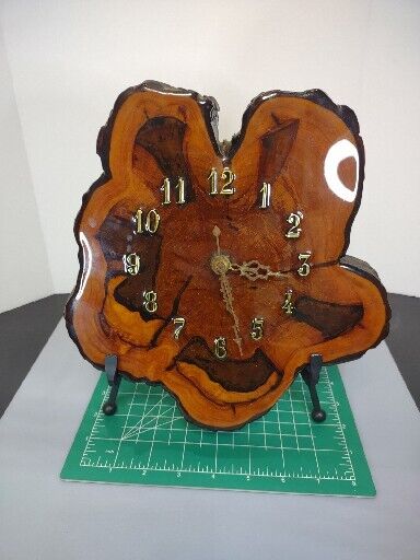Vintage 1970’s MCM 1970s Freeform Burl Lacquered Wall Clock, Not Working 