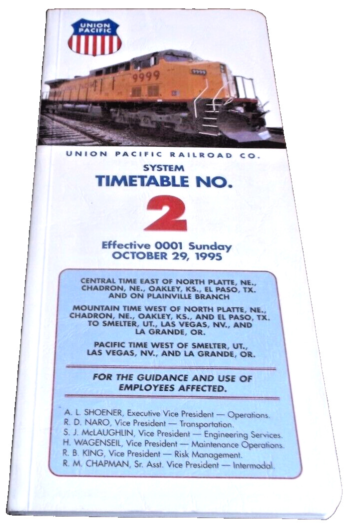 OCTOBER 1995 UNION PACIFIC SYSTEM EMPLOYEE TIMETABLE #2