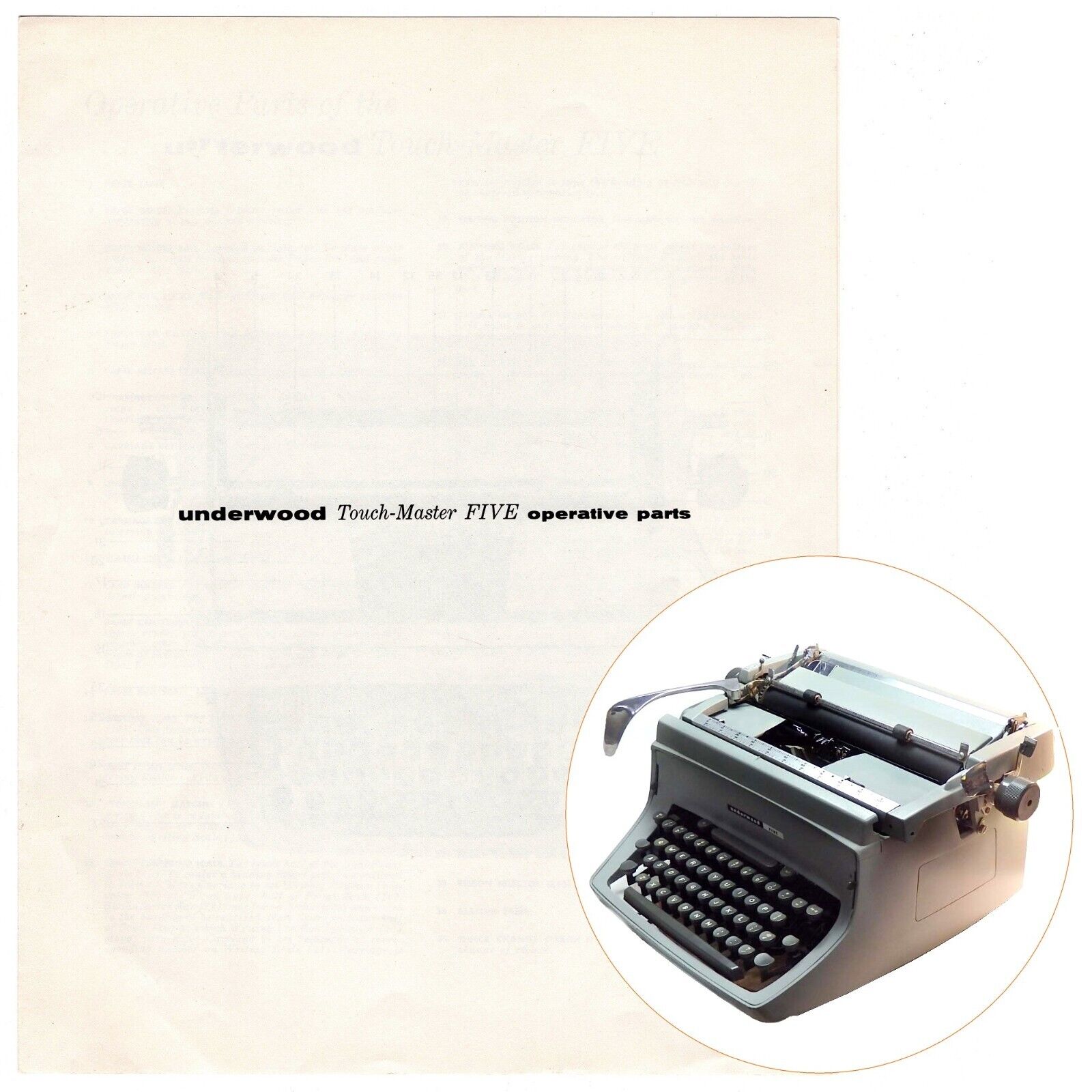 Underwood Touch Master 5 Typewriter Instruction Manual Repro User Five Vtg