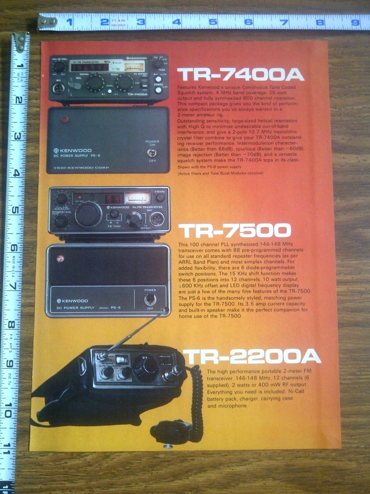 1977 ad page - Kenwood TR-7400A  TR-7500 T-559D Radio Transceiver  ADVERTISING 1