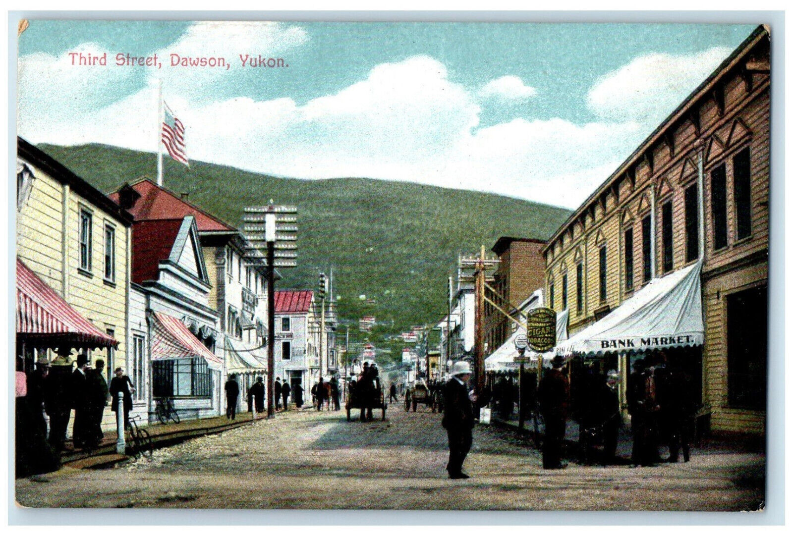 c1910 Coat Wearing Men in Third Street Dawson Yukon Canada Antique Postcard