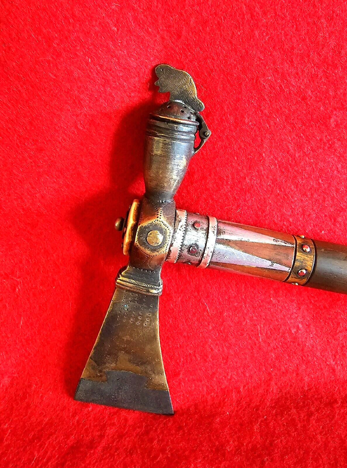 Early Traditional Tomahawk Trade Pipe w/ Hinged Pipebowl Lid
