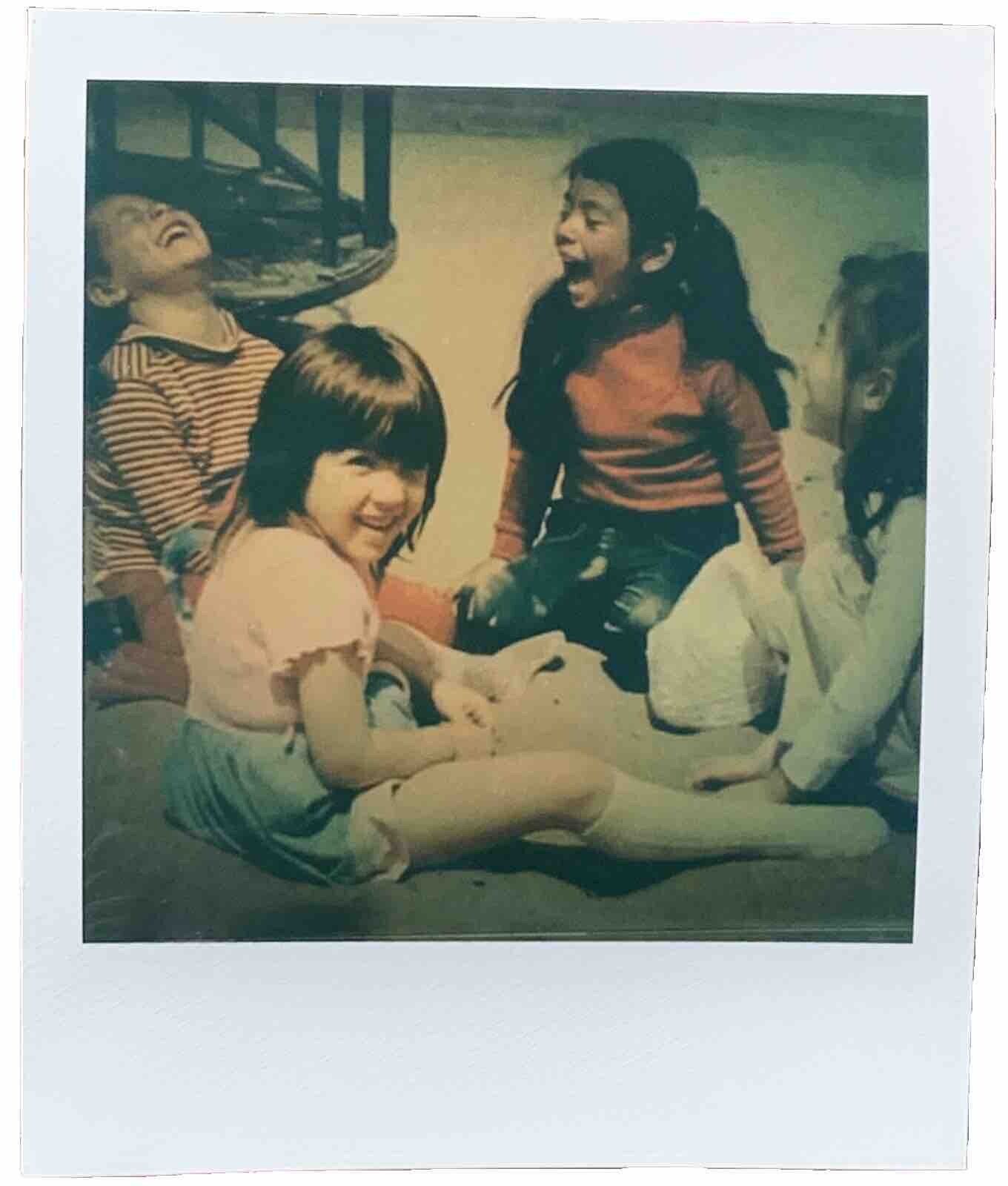 Kindergarten kids in Los Angeles California 1970's Americana Genuine Polaroid
