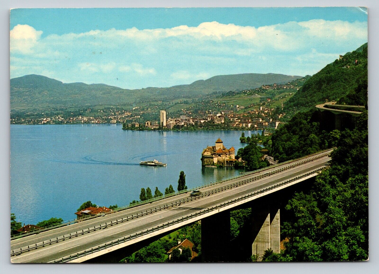 Lake Geneva Motorway, Chillon Castle, and Montreux 4x6\