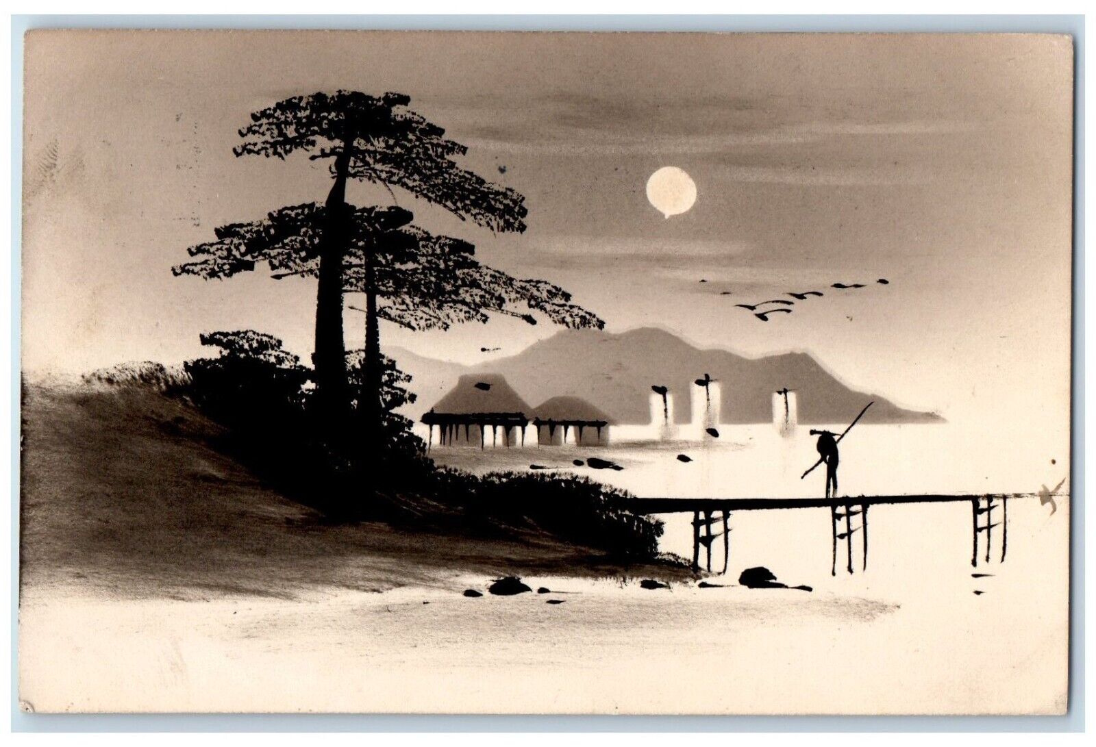 1912 Japan Handpainted Art World\'s Panama Pacific Expo In San Francisco Postcard