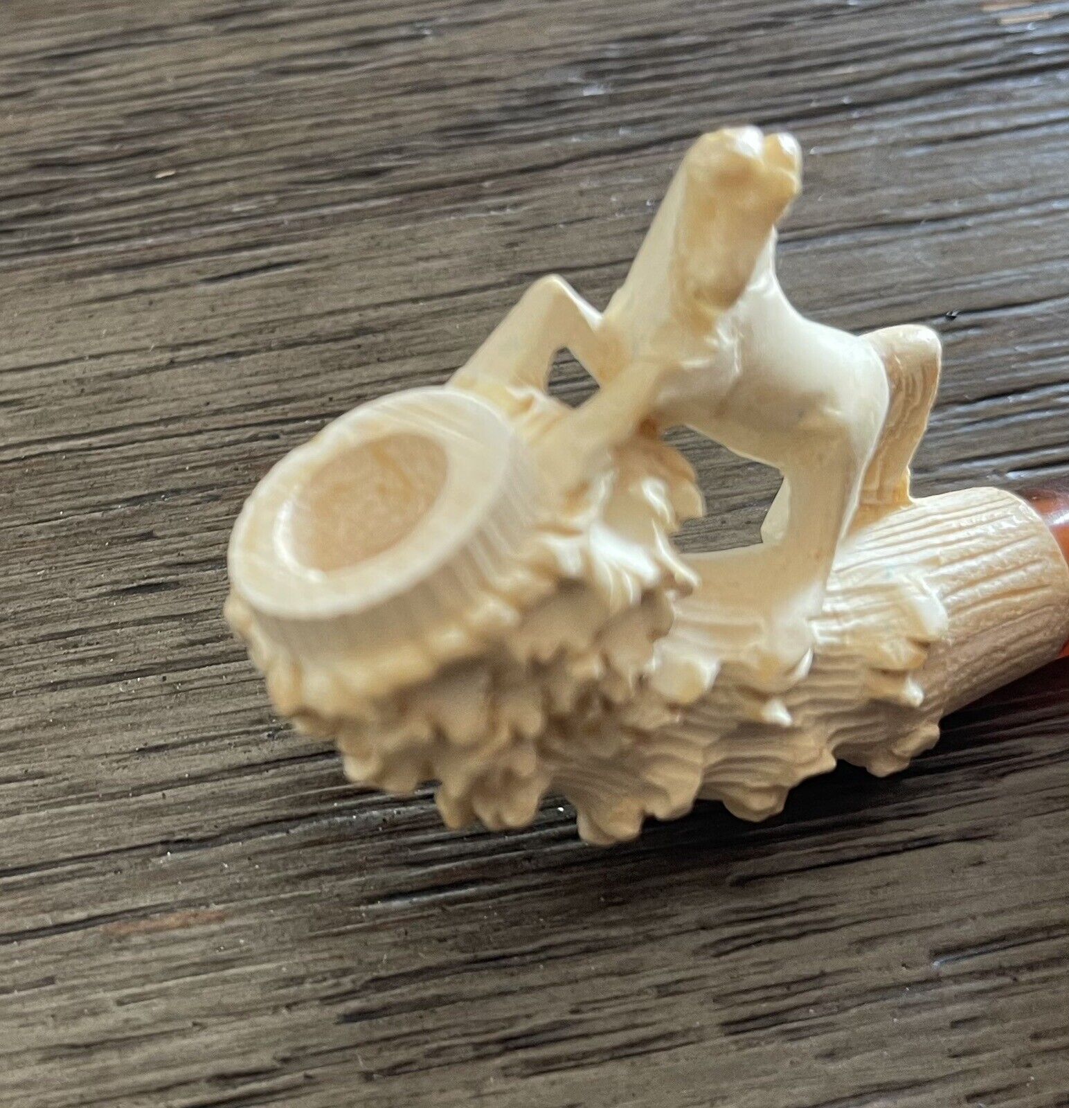 New, Never Used, Meerschaum Horse Pipe with Amber Stem