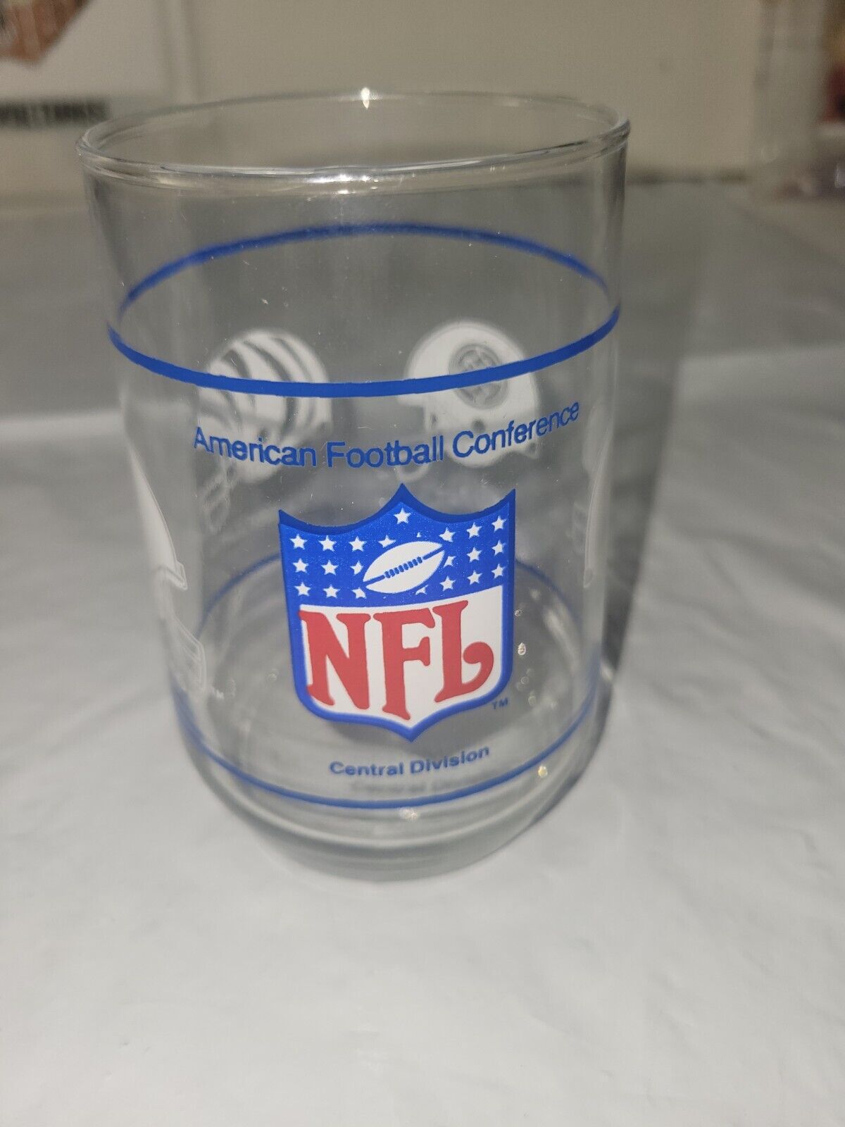Vintage NFL AFC Central Division Drink Glass Cup Steelers Browns Oilers Bengals