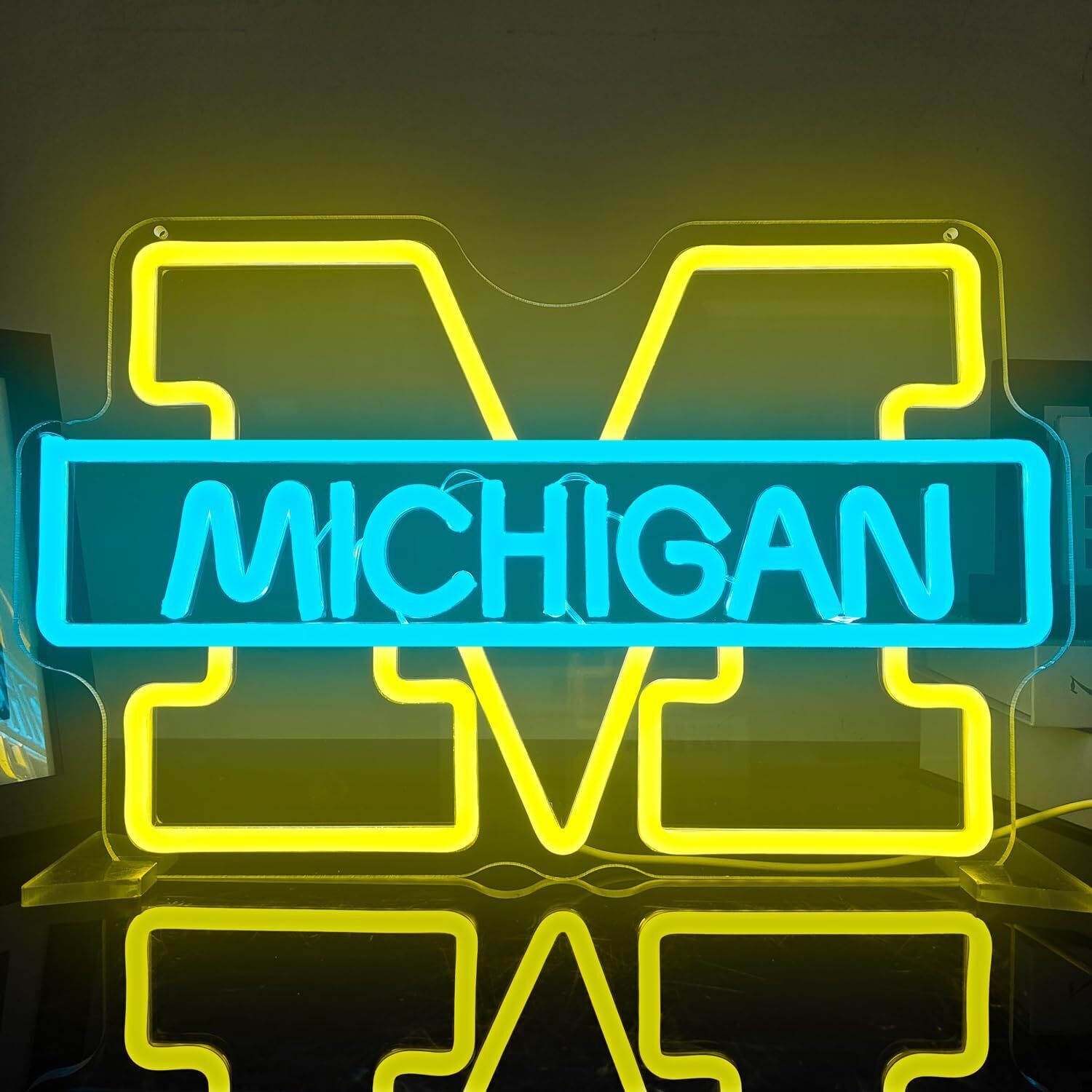 Dimmable Michigan LED Neon Sign USB Powered For Man Cave Club Bar Wall Decor